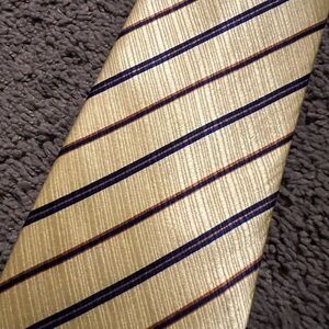 Belisi Yellow with orange & black Striped 100% Silk neck Tie A14